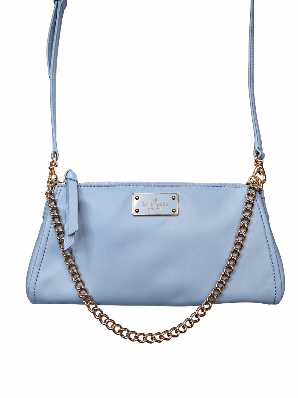 Kate Spade Convertible Crossbody Nylon Purse Baby Blue Baguette Demi Pochette - Picture 1 of 16